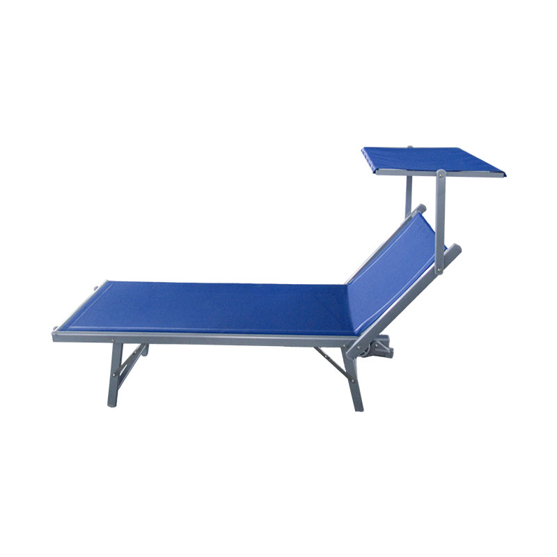 Aluminium pliant plage soleil coucher le lit de plage avec toit