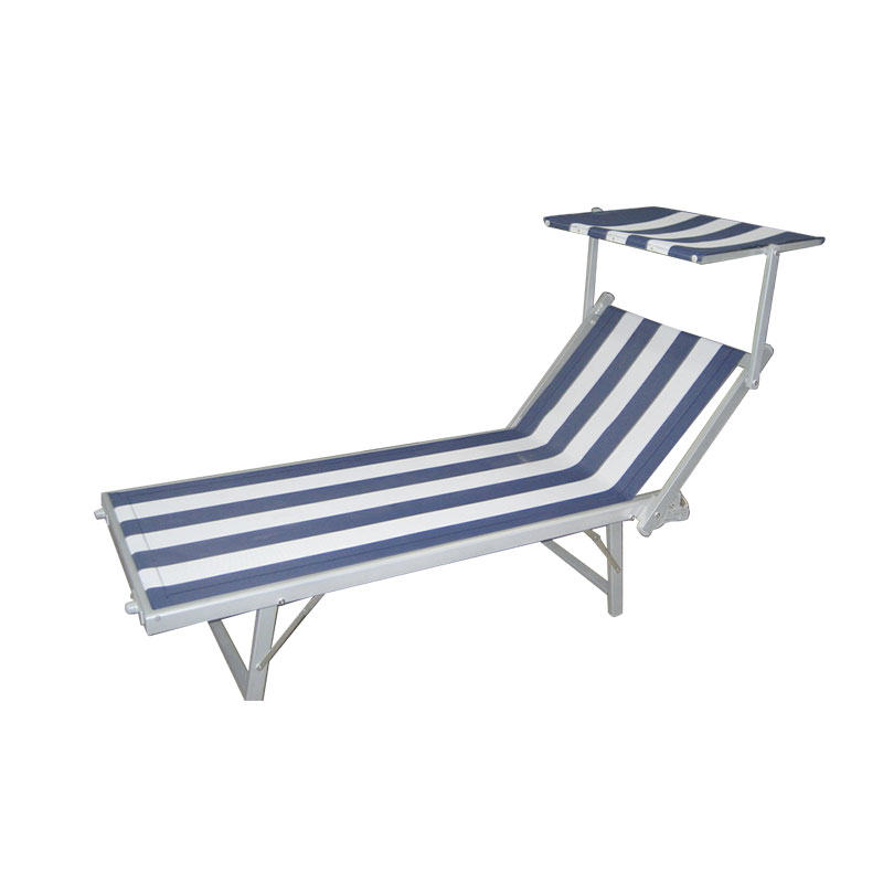 Aluminium pliant plage soleil coucher le lit de plage avec toit